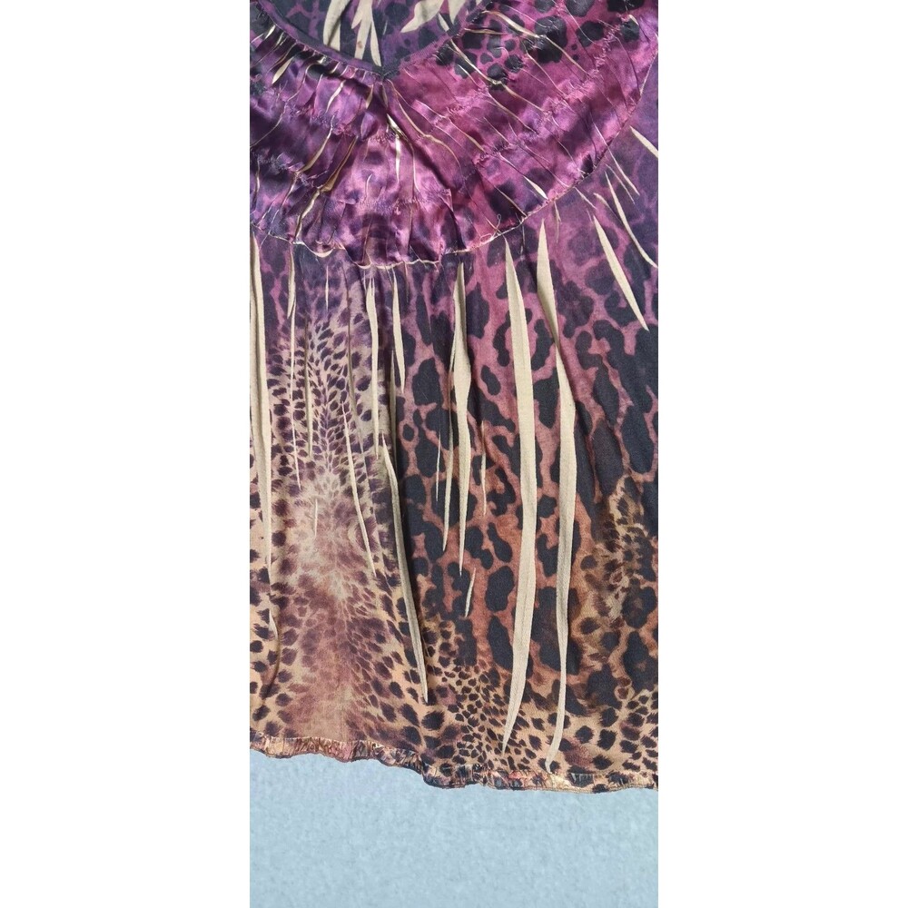 Unity World Wear Flutter Sleeve Tunic Blouse Size 1X Purple Leopard Print Fairy - Picture 6 of 12